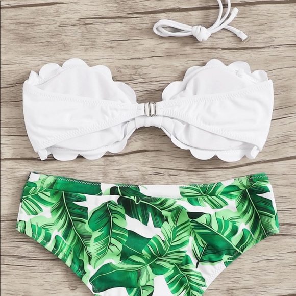 NWT Bundle Tropical leaf dress and bandeau bikini set never worn - Picture 2 of 5